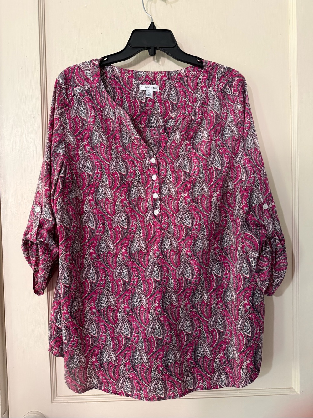 croft & barrow Pink Paisley Henley Tunic